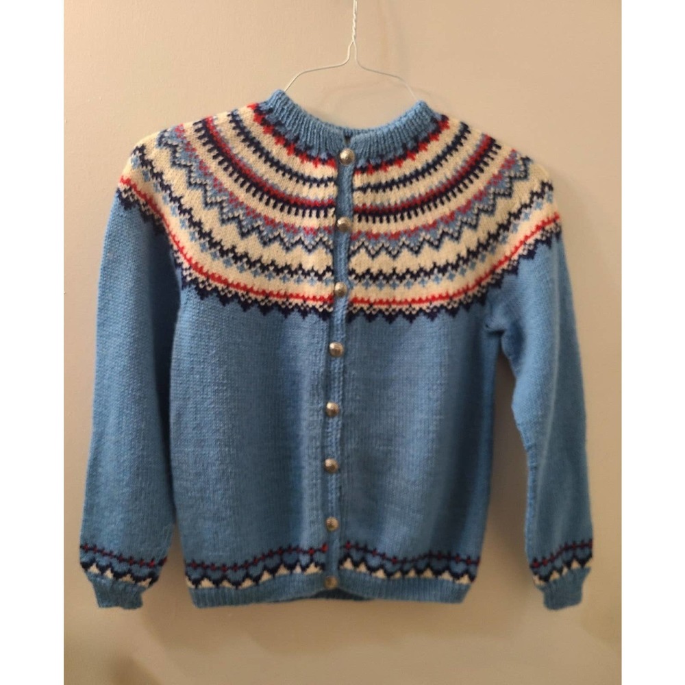 Vintage Norwegian Cardigan Sweater - Saga Hand Knit Wool -